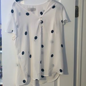 Loft black and white polka dot blouse